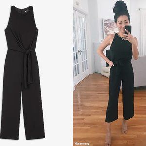 High Neck Tie Front Culotte Jumpsuit